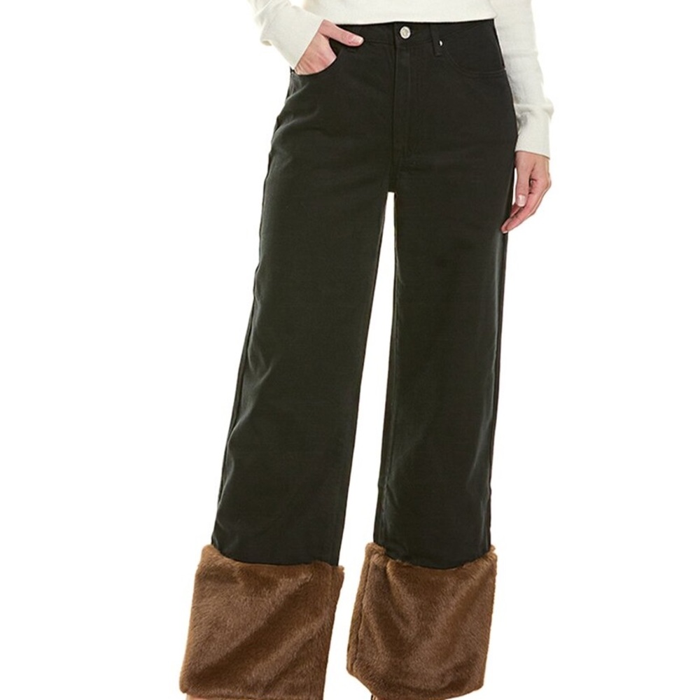 WEWOREWHAT | FAUX FUR STRAIGHT LEG JEAN